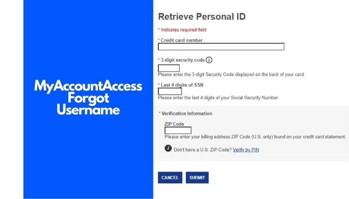MyAccountAccess Forgot Username